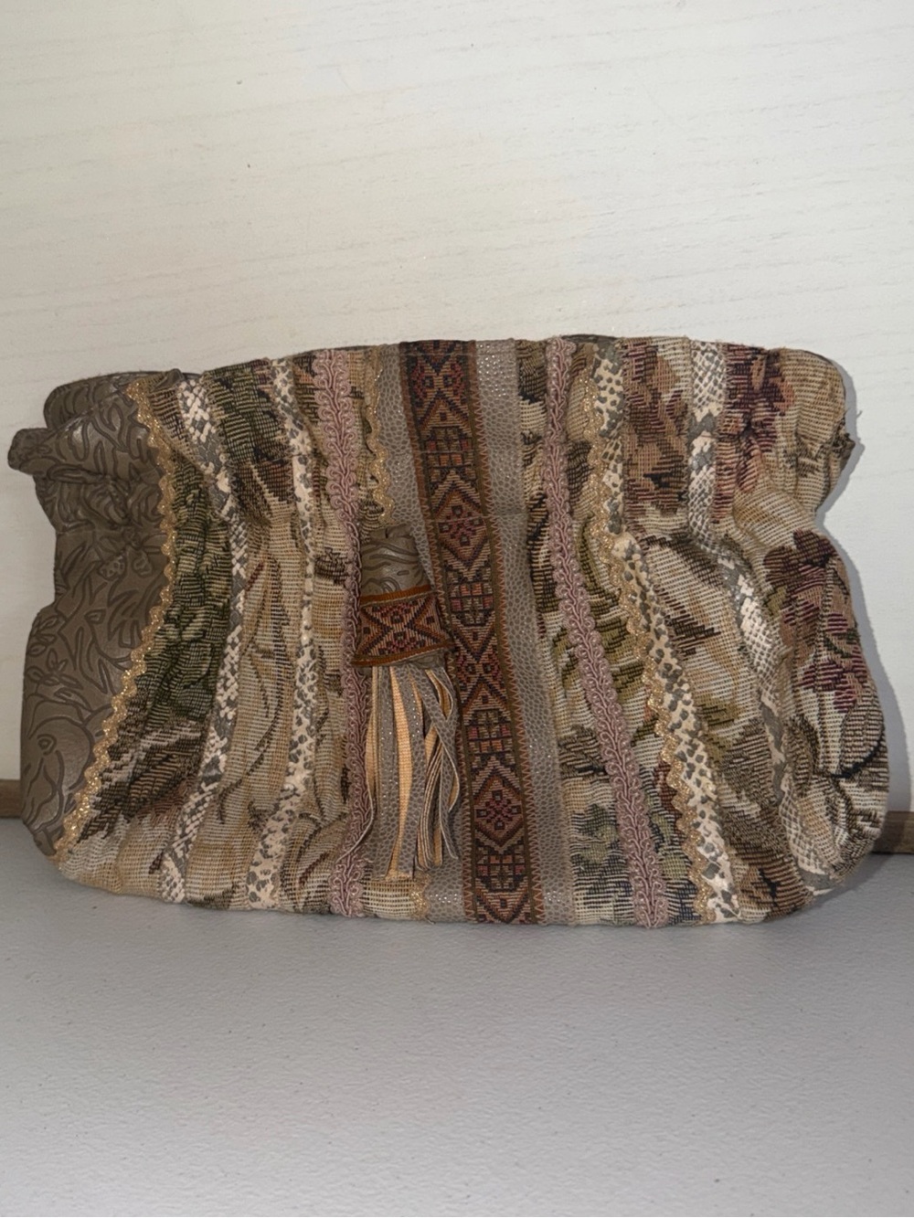 Boho Tapestry Crossbody Clutch Bag Neutral Colors